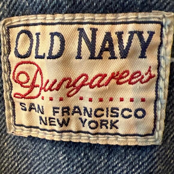 Old Navy Denim Overalls Men’s Size Large Blue Jean Cutoff Hem Adjustable Straps - Picture 7 of 11